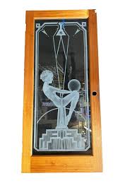 Etched Art Glass Nude Neo Art Deco Door