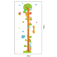 Wallpark Colourful Cartoon Cute Animals Playing On The Tree Height Sticker Growth Height Chart Measuring Removable Wall Decal Children Kids Baby