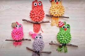 Crochet Simple Popcorn Owl Wall Hanging