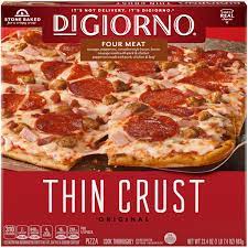 thin crust four meat frozen pizza