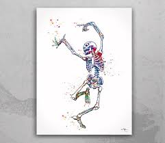 Skeleton Watercolor Print
