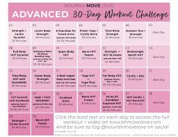 30 day advanced workout calendar