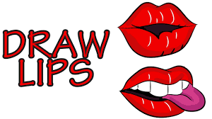 draw lips realistic cartoon kissing