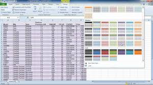 excel 2010 format as table you