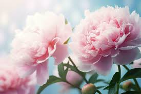 beautiful pink large flowers peonies on