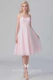 Strapless Sweetheart Baby Pink Chiffon Bridesmaid Dress