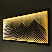 Led Mountain Wall Art Neon Wood Wall