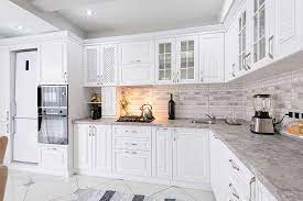 color cabinets go with white tile floor