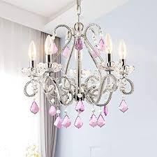 Modern Contemporary Crystal Chandelier Pendant Ceiling Lighting Fixture With Purple Crystal For Dining Room Bathroom Bedroom Living Room 5 Lights Purple Amazon Com