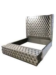 Charcoal Grey Wingback Tufted Bed King