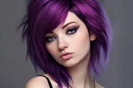 beautiful young woman with purple hair