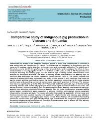 Pdf Comparative Study Of Indigenous Pig Production In