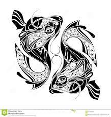 Roue De Zodiaque Avec Le Signe De La Conception De Pisces.Tattoo  Illustration de Vecteur - Illustration du tribal, noir: 17476820