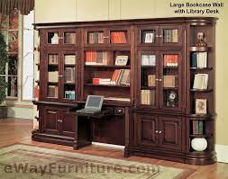 Large Bookcase Wall With Library Desk Na