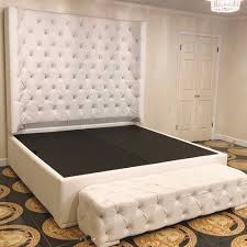 White Wingback Tufted Bed King Size