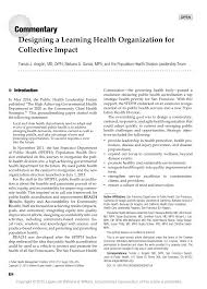 Pdf Designing A Learning Health Organization For Collective