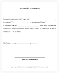 declaração de trabalho modelo em word