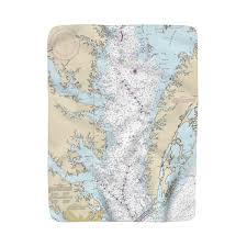 Chesapeake Bay Virgina Nautical Chart Sherpa Fleece Blanket