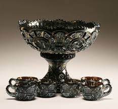 Carnival Glass Punch Bowl With Matching