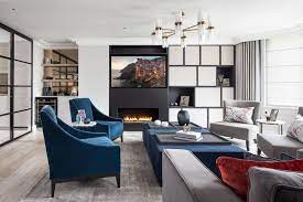navy and grey living room inspiration
