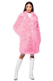 Baddest Out Faux Fur Coat In Pink
