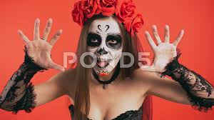 day of dead lady with sugar skull make