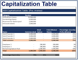 create capitalization table and value