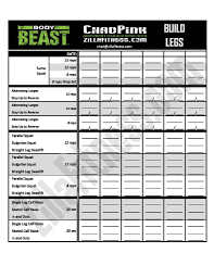 body beast workout sheets by zillafitness