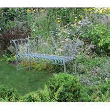 vintage blue classic metal garden bench
