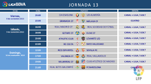 liga bbva matchday 13 schedule laliga