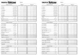 Yahtzee differs from other card games that enable you to keep score on the blank sheet of paper. Triple Yahtzee Score Sheets Printable Printable Yahtzee Score Card