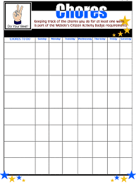 Chore Chart For Citizen Badge Cub Scout Pack 86