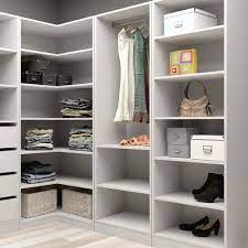A hanging system consists of a horizontal rail, vertical hangers and adjustable hooks. Flexi Storage White 1 Hang Rail 2 Shelf Walk In Wardrobe Unit Bunnings Australia