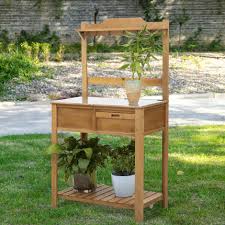 Outsunny Wooden Garden Potting Table