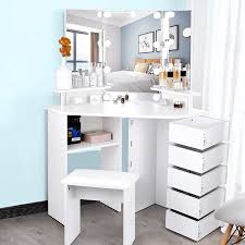 makeup vanity desk with mirror and