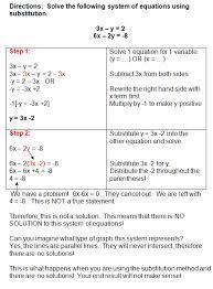 Substitution Method To Solve Systems