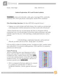 Answers with building dna gizmo answer key. Rnaprotein Synthesis Se Biol 1020h Studocu