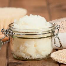 homemade body scrub with sugar and sea