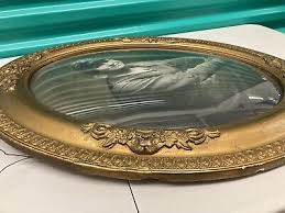Antique Oval Bubble Glass Picture Frame