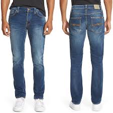 Details About Nudie Mens Slim Fit Stretch Jeans Trousers Grim Tim Organic Bay Blue