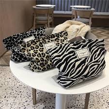 large women leopard cosmetic bag canvas
