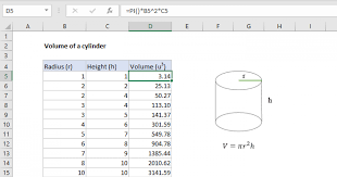 Volume Of A Cylinder Excel Formula