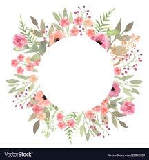 Flowers Frame Circle Roses Card On White Backdrop