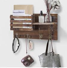 wood wall shelf mail organizer 4 key