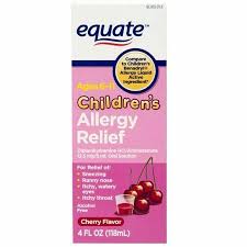 Equate Cherry Flavor Childrens Allergy Relief Antihistamine 4 Fl Oz