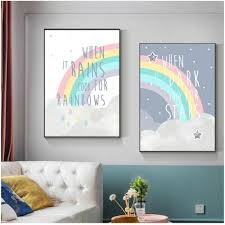 New Canvas Rainbow Simple Quotes Wall