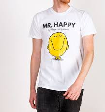 Mens White Mr Happy Mr Men T Shirt