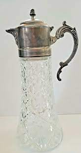 Lead Crystal Pitcher With Silver Plate