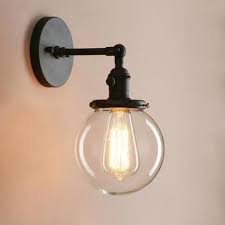 industrial wall sconce with clear glass