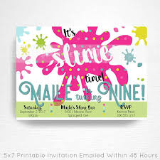 Slime Birthday Party Printable Invitation You Print Bright Rainbow